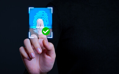 virtual fingerprint to scan biometric identity and access password fingerprints for technology...