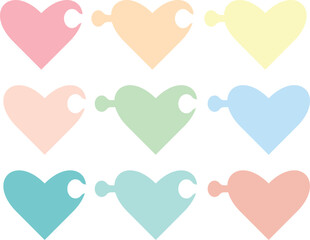Colorful Puzzle hearts connected to each other. Vector illustration