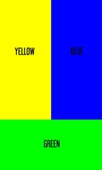 illustration of a mixture of 2 colors, a mixture of yellow and blue results in green