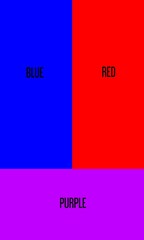 illustration of a mixture of 2 colors, a mixture of blue and red results in purple