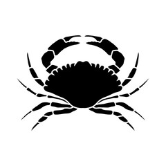 crab black and white logo vector illustration. Seafood shop logo branding template for craft food packaging or restaurant design.