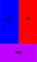 vector illustration of a mixture of 2 colors, a mixture of blue and red results in purple