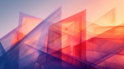 A 3D rendering of translucent geometric shapes in warm colors with a gradient background.