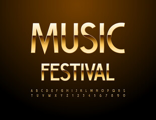 Obraz premium Vector elite logotype Music Festival. Elite Gold Font. Premium Alphabet Letters and Numbers.