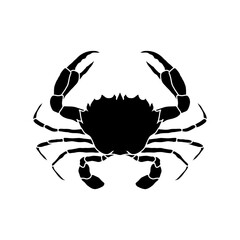 crab black and white logo vector illustration. Seafood shop logo branding template for craft food packaging or restaurant design.