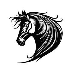 horse head silhouette design black and white | Vector illustration of a horse