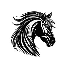 horse head vector illustration | Hairy horse head silhouette svg