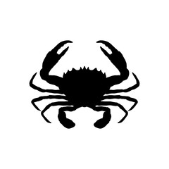 Vector image of crab silhouette. Crab or crustacean flat icon for food apps and websites. Seafood shop logo branding template for craft food packaging or restaurant design.