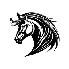 Horse head vector design | Silhouette of a horse head on white canvas