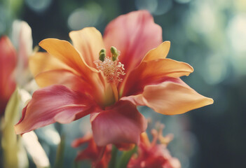 Fototapeta premium Close up of Tropical flower isolated on background colorful vivid floral bouquet spring season of blossom