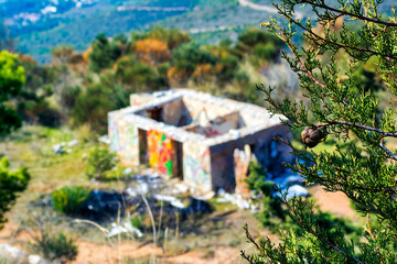 Old and abandoned building in the Penteli mountain of Greece