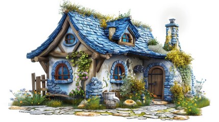 Fototapeta premium Whimsical Fantasy Cottage in a Vibrant Landscape Generative AI