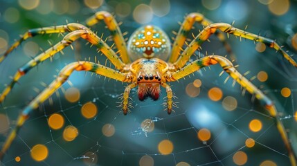Explore the intricate world of nature with a stunning image of a golden silk orb weaver, showcasing its elegant form and delicate web spun with precision. Let the golden hue of its silk shimmer