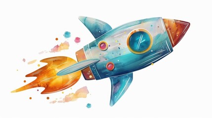 Colorful Cartoon Rocket for Kids' Nursery Generative AI