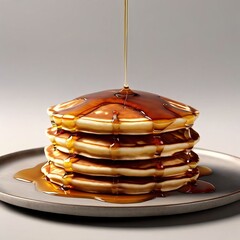 Render of pancakes with maple syrup AI generated