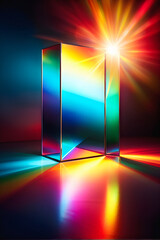 Rainbow Refraction: Glass Prism Splinters Light into a Festive Display. Holiday Brilliance. generative AI