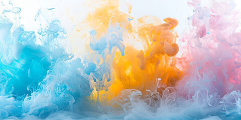 abstract vibrant smoke multicolor acrylic colors splash and ink in water abstract background