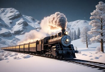 An 8k highly realistic image of a vintage train ch (19) - obrazy, fototapety, plakaty