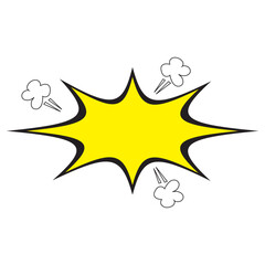 Yellow Boom comic explosion.  Speech bubble. White background. Stock image. Vector illustration. EPS 10.