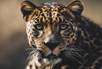 Portrait of Black panther Leopard or Cheetah that looking at camera