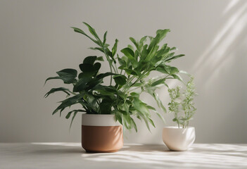 Set of Green plants in potted for interior decoration isolated on transparent background Houseplant