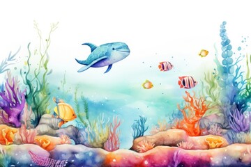 Obraz na płótnie Canvas Seamless border animal fish sea.