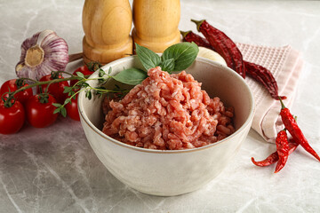 Raw minced pork uncooked meat