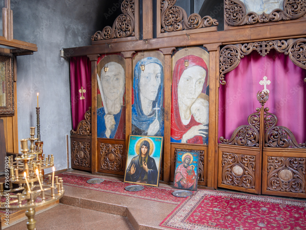 Wall mural Left part of iconostasis inside St Petka Orthodox Christian Church in Rupite, Bulgaria.