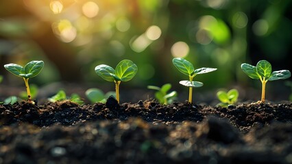 Cultivating Seedlings in Soil: A Vital Step in Agriculture Industry Growth. Concept Agricultural Techniques, Seedling Cultivation, Soil Management, Crop Growth, Agriculture Industry
