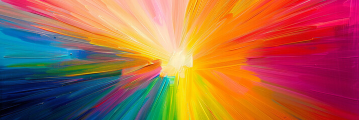 Vibrant Explosion of Colors in Abstract Brushstroke Art