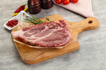 Raw pork neck steak uncoocked
