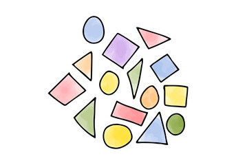 Geometric shapes watercolor doodle element. Vector illustration.