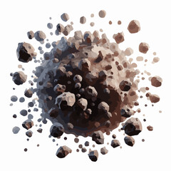 set of rock watercolor illustration isolated on transparent background