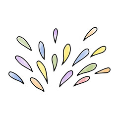 Watercolor doodle element. Colored drops. Vector illustration.