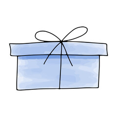 Gift box, watercolor doodle element. Vector illustration.