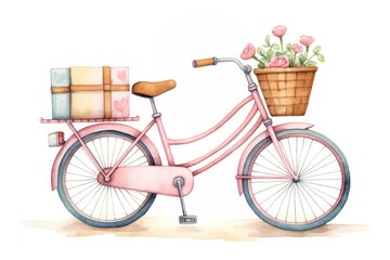 Fototapeta na wymiar Cute bicycle delivery box vehicle wheel transportation.