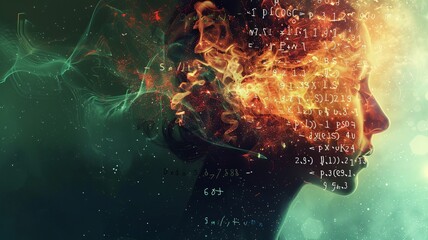 Portrait of a person created out of math equations.