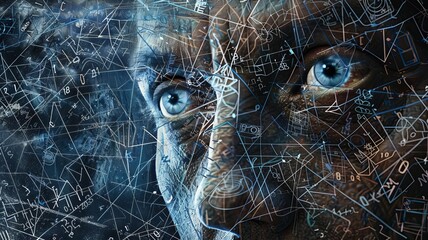 Portrait of a person created out of math equations.