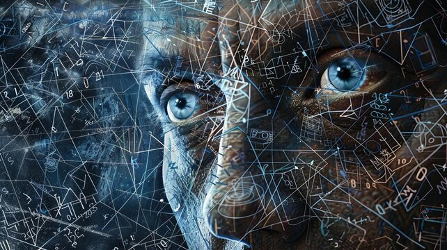 Portrait of a person created out of math equations.