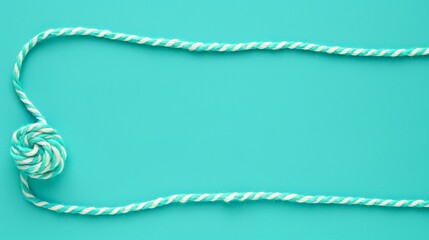   Blue-white rope with knot against turquoise backdrop Text here ..Or, if you want to keep the original sentence structure:..