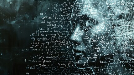 Portrait of a person created out of math equations.