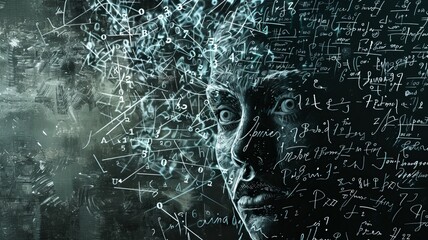 Portrait of a person created out of math equations.