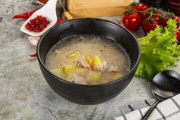 Homemade chicken soup with vegetables