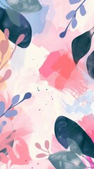 Abstract colorful background with floral and paint splatter elements