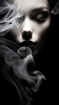 Abstract smoke black white face.