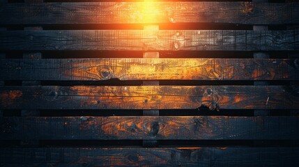   A tight shot of wood, sun illuminating its top through plank layers - obrazy, fototapety, plakaty