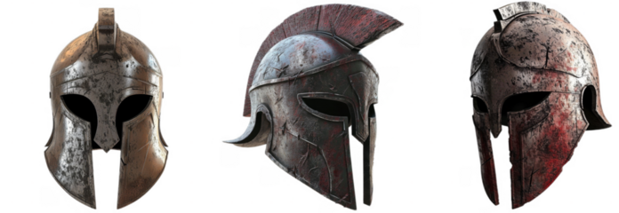 spartan warrior scratched isolated helmet