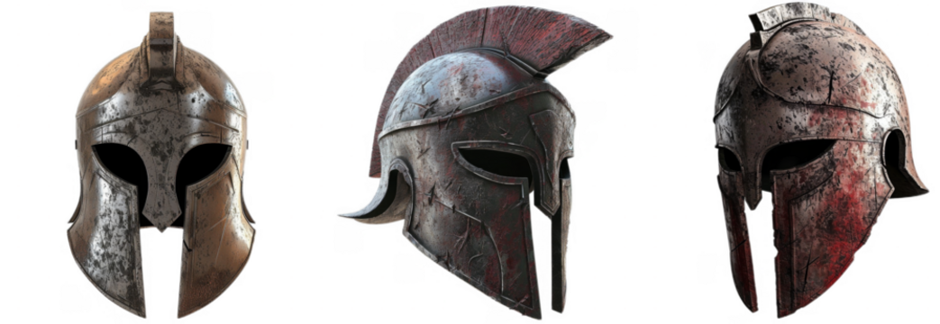 spartan warrior scratched isolated helmet