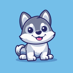 Cute cartoon husky dog mascot vector illustration
