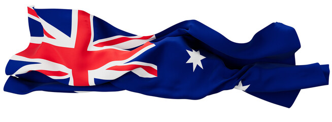 Majestic Australian Flag Billows in Splendor on Black Background